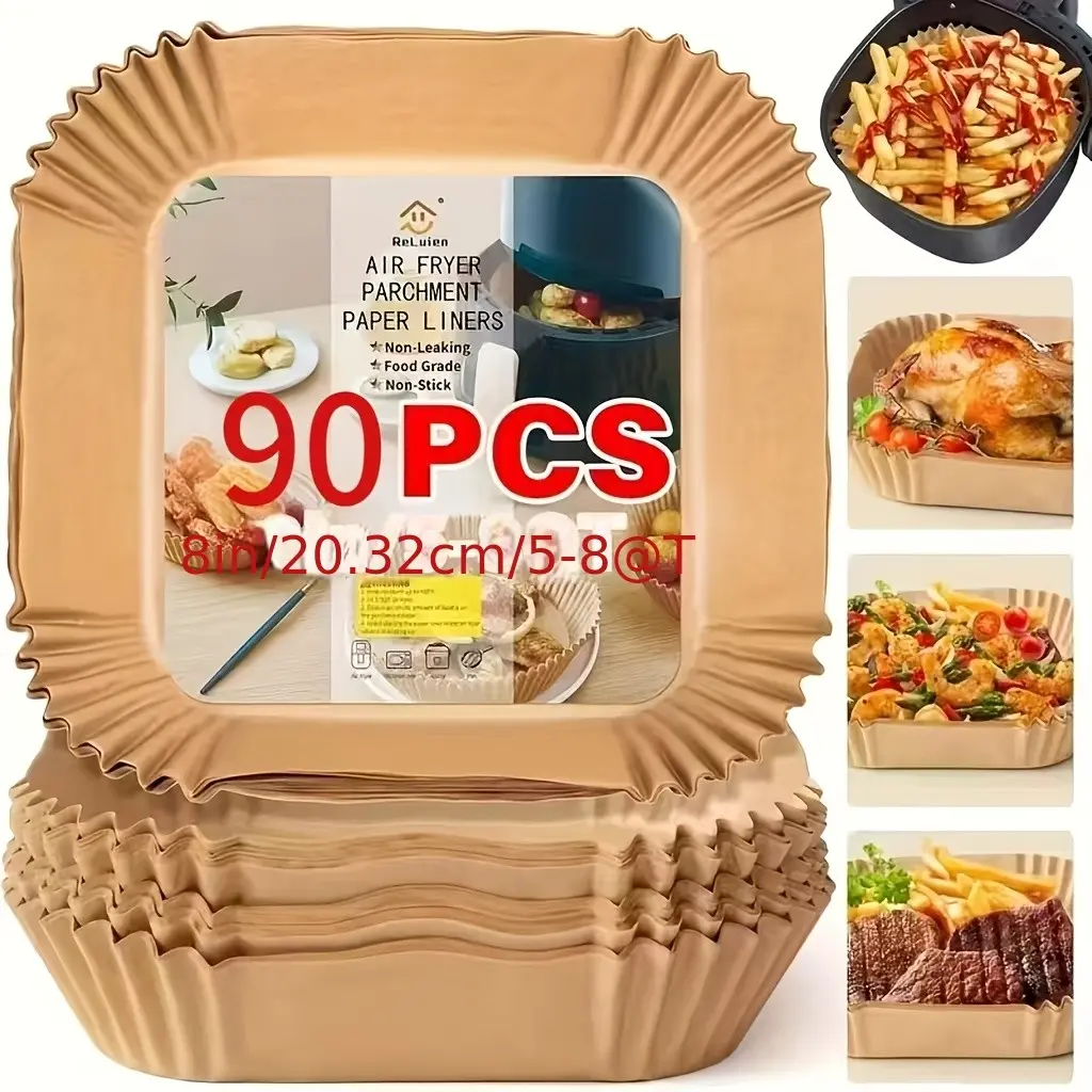 90/170pcs Air Fryer Liner, Non Stick Paper for Baking, Grilling, And Microwave Ovens - Easy to Clean, Single-layer Paper for Healthier Cooking - Baking Oil Paper