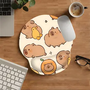 1 Piece Cute Cartoon Capybara Ergonomic Mouse Pad Carpal Tunnel Relief Memory Foam Wrist Support Smooth Tracking Non-Slip Rubber Base Desk Supplies For Game Office Study, Suitable For Gamers Office Professionals Students Perfect Gift