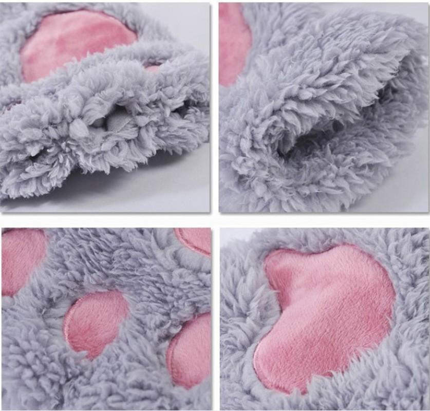 Cartoon Cute Cat Claw Paw Gloves Women Plush Mittens Warm Soft Plush Short Fingerless Fluffy Bear Cat Gloves Costume Half Finger