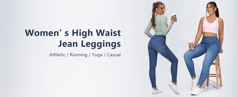 Women's High Waisted Jeggings Pants Stretchy Tummy Control Skinny Jean Leggings with Pockets