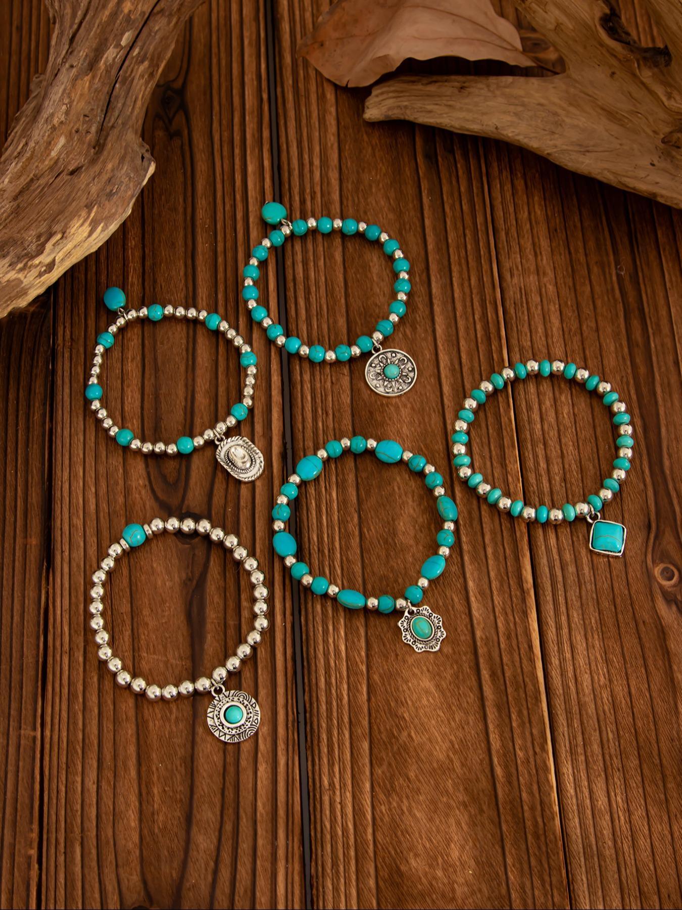 Boho Style Turquoise Decorated Beaded Bracelet, Premium Bracelet, Fashionable High Quality Bracelet for Women & Girls, Trendy All-match & Exquisite Jewelry for Birthday Gift, Gifts for Wife, Anklets