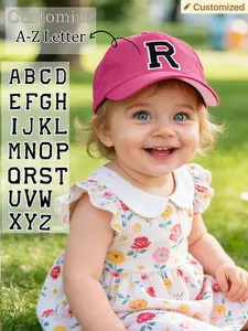 1PC Hot Pink Custom A-Z Letter Toddler Baseball Cap, Adjustable Baby Sun Hat, Wide Brim Toddler Sun Cap,  Sweet Daily Accessory for Picnic, Playground & Trips, Delicate Birthday Gift for Girls Aged 1-3Y