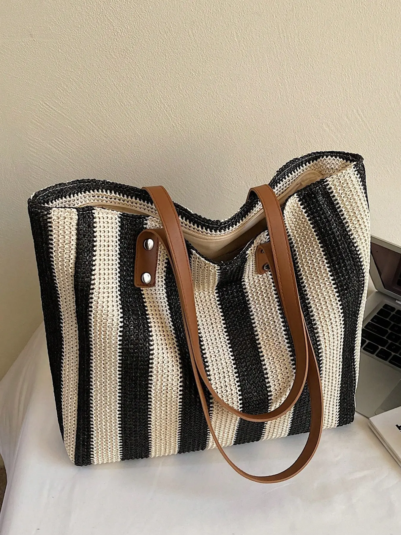 Large Capacity Rainbow Crossbody Shoulder Bag, Simple Design, Perfect for Travel, Outing, Beach, Summer Fashion, New Arrival