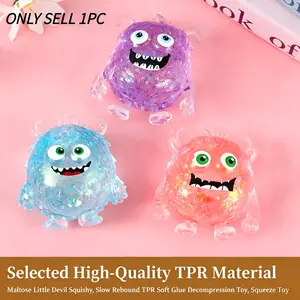 New Malt Sugar Devil Stress Relief Toy, Slow Rebound Tpr Soft Gel, Laser Glitter Transparent Jelly Monster, Office Student Anxiety Relief, Stress Relief Squishy, Tpr Stress Reliever, Sparkly Squishies