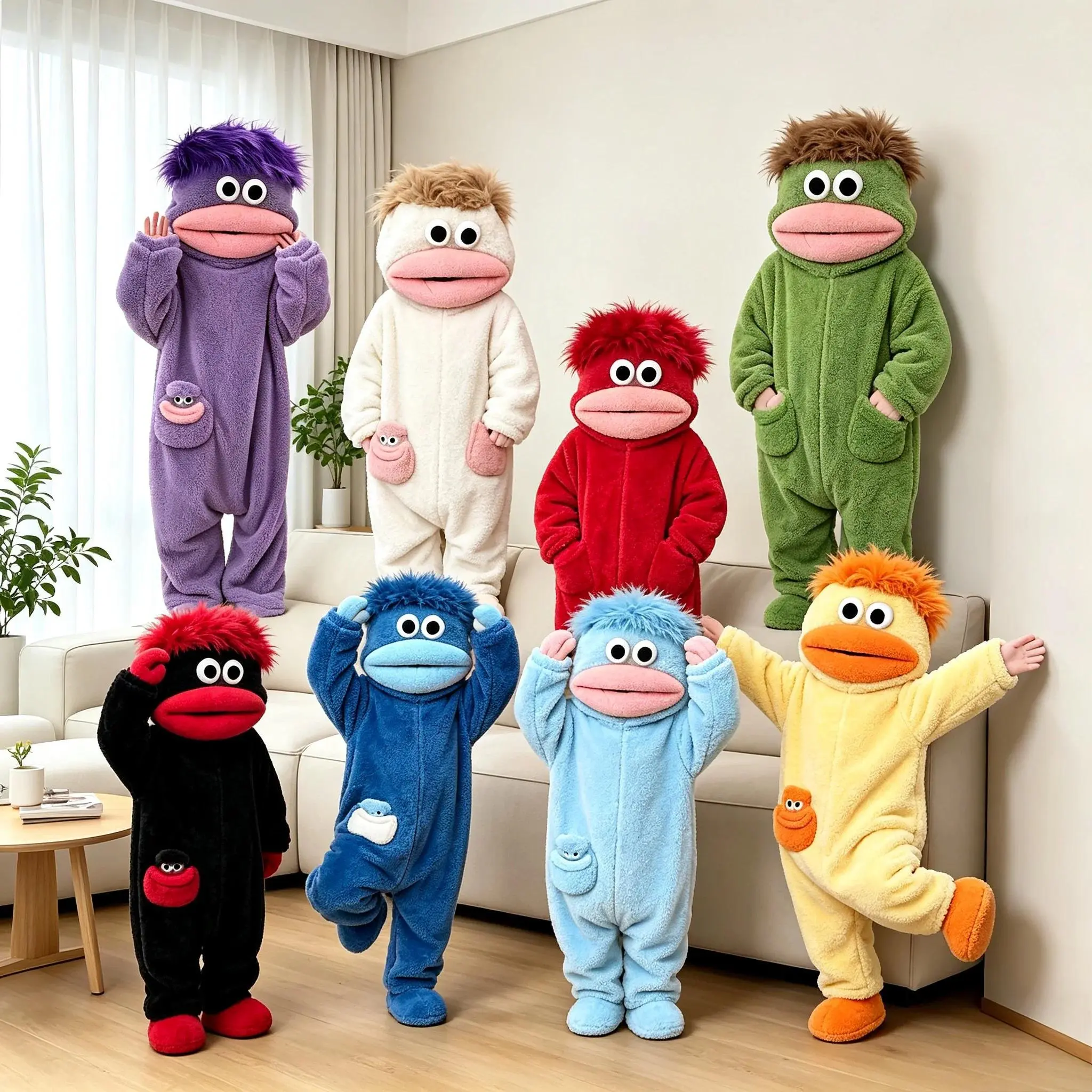 Funny Big Mouth Monster Onesie Pajamas Fluffy Coral Fleece Couple Homewear Winter Halloween Christmas Cosplay Costume Loungewear