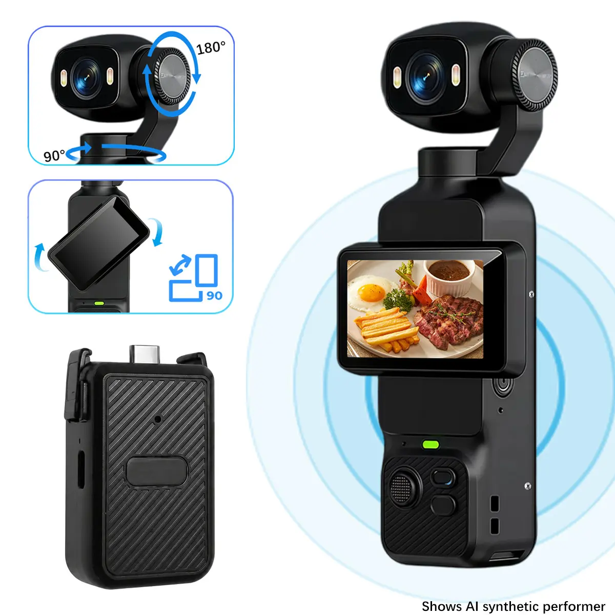 HD Rotating Screen Vlogging Camera, Mini Pocket Camcorder, Portable Handheld Video Camera | camcorder with 180° rotating lens,Spare battery, 1GB/32GB card, one-button recording for travel and daily moments ﻿