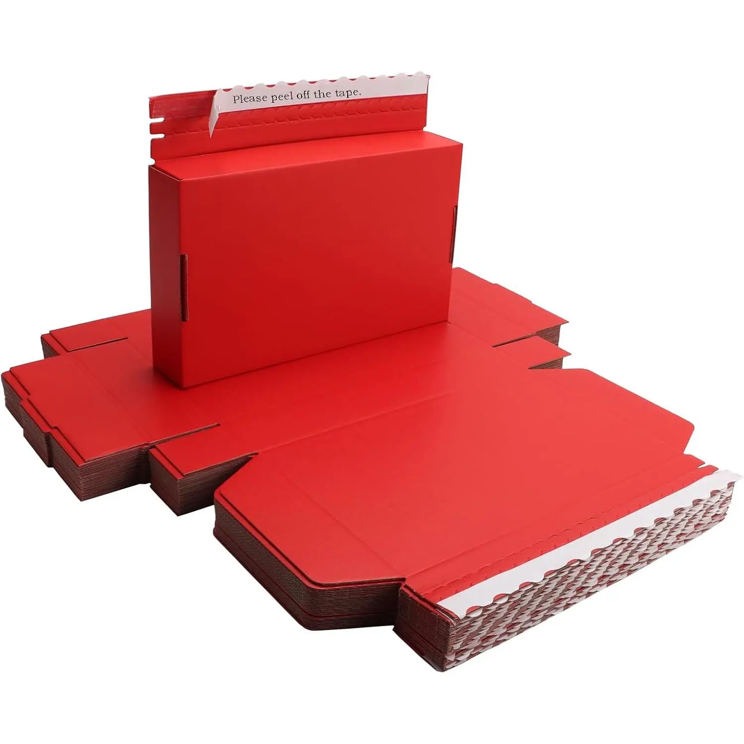 Red Hard Corrugated Shipping Boxes 10.5x6.3x2 Inch  Packaging Boxes | Foldable Corrugated Boxes with  strip design,for bridesmaid proposal,invitations,wedding,Christmas Mailer  wrap Box