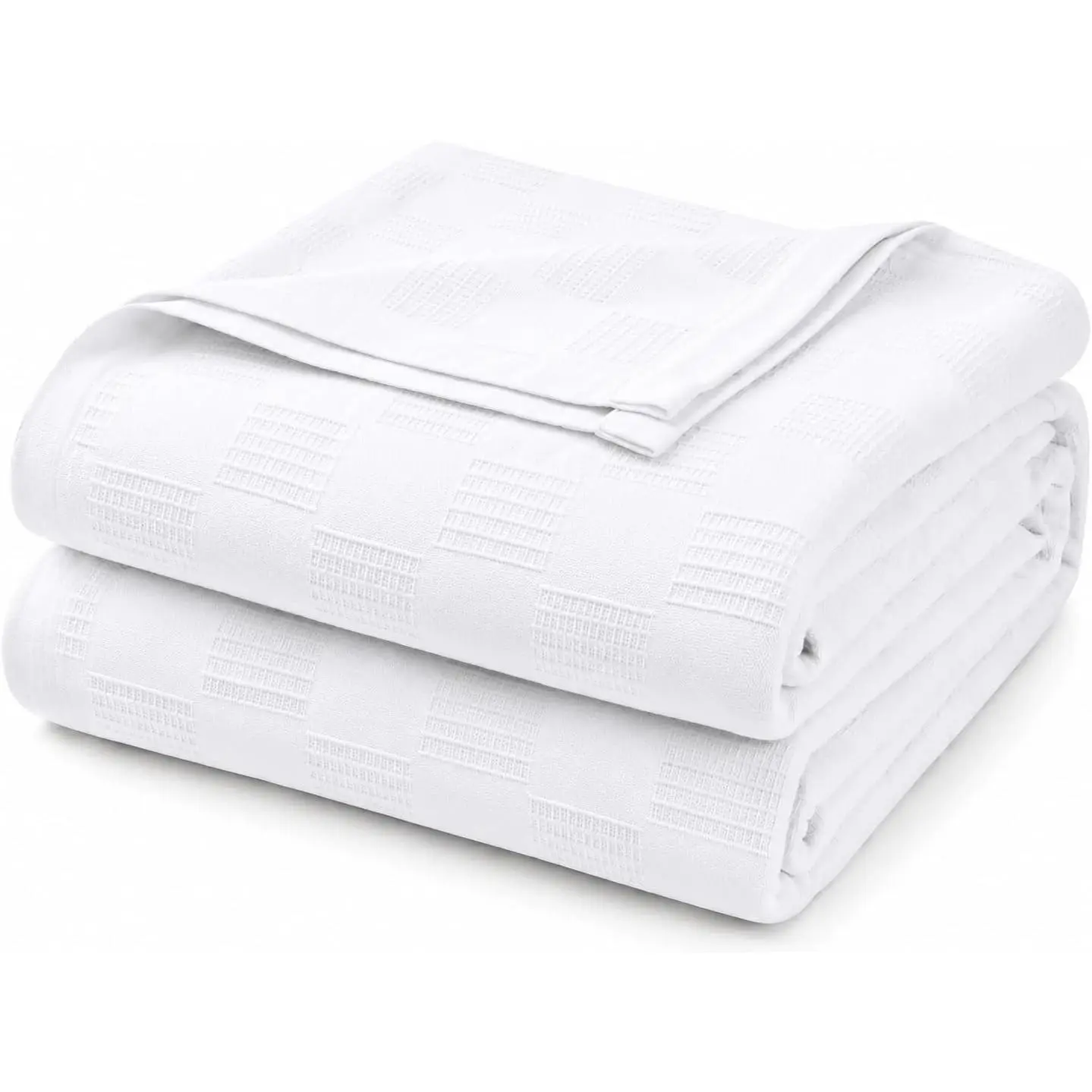 100% Cotton Blanket King Size Thermal Blanket (108"x90") - Lightweight & Breathable White Cotton Blanket for Bed, Soft Cotton Throw Blanket for All Season Layering - King Bed Blanket