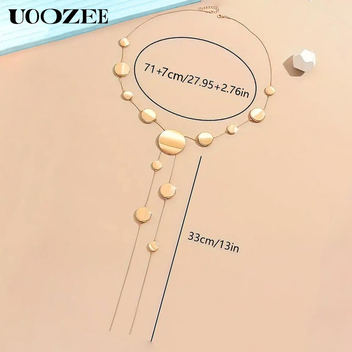 Golden Disc Y-Shaped Necklace Exaggerated Style Charm Temperament Niche Party Body Chain Maximalist Jewelry