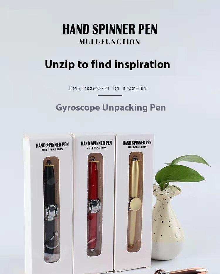 Fidget Spinner Pen Metal Ballpoint, Stress Relief Rotating Pen with LED Light, Creative Gift Pen for Students Office Writing Toys