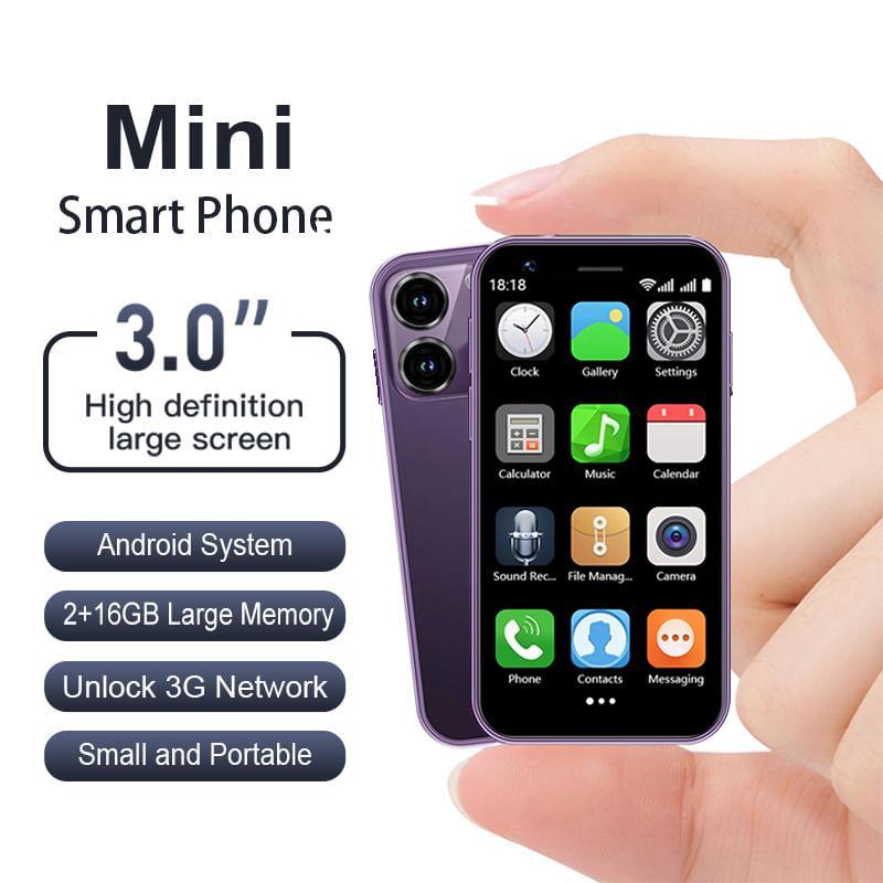 Mini Smartphone, 3.0-Inch Dual-SIM Android 8.1 3G Phone with 2GB RAM 16GB Storage, GPS, Bluetooth-Compatible and WiFi, Portable Micro Tiny Mobile Phone Mini Smartphone, 3.0-Inch Dual-SIM Android 8.1 3G Phone with 2GB RAM 16GB Storage, GPS, Bluetooth-Compatible and WiFi, Portable Micro Tiny Mobile Phone