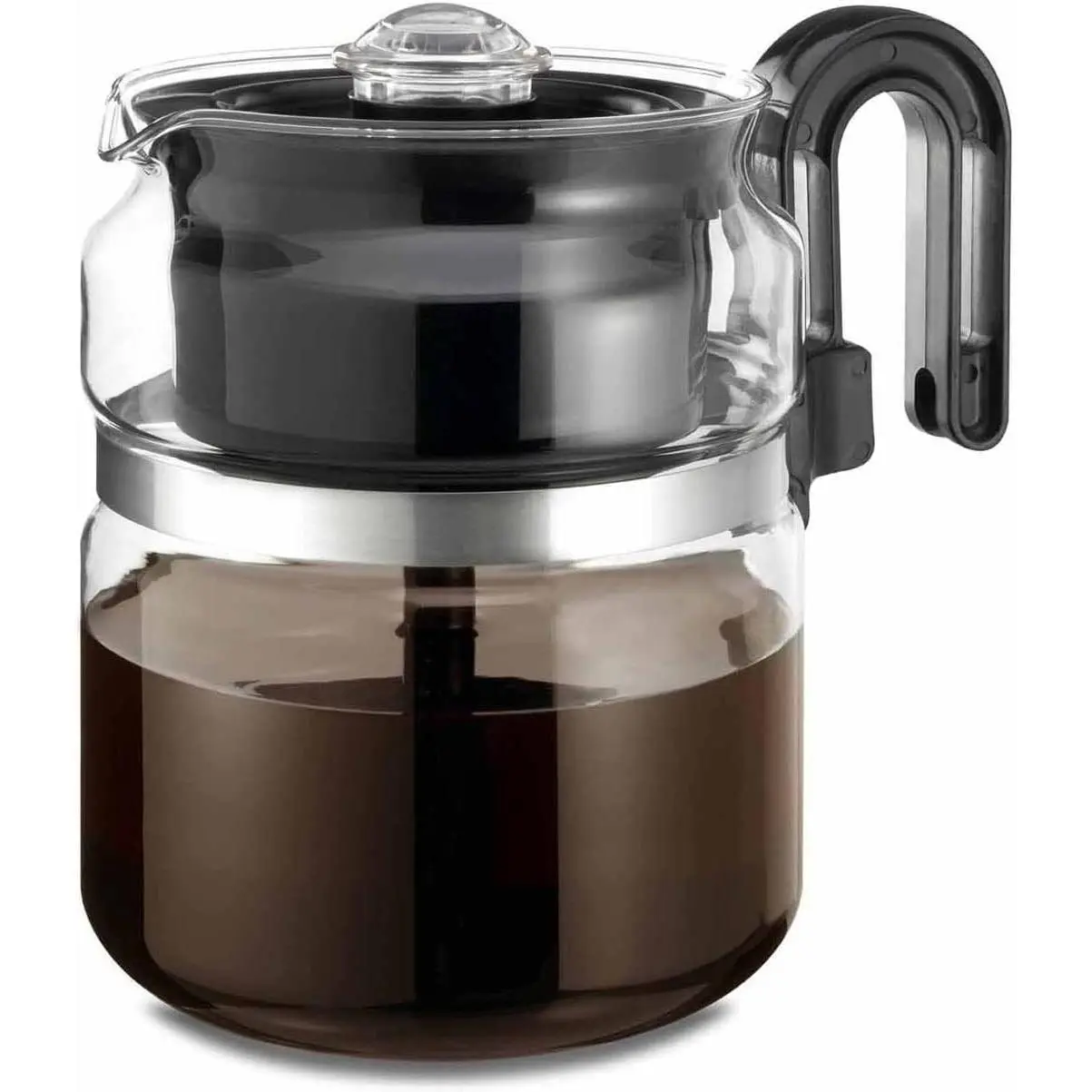 Café Brew Glass Coffee Percolator, Stovetop, 8 Cup, BPA-Free | 40 oz (8 cup) German borosilicate glass. Gas & electric stovetop safe. BPA-free. Includes heat diffuser.