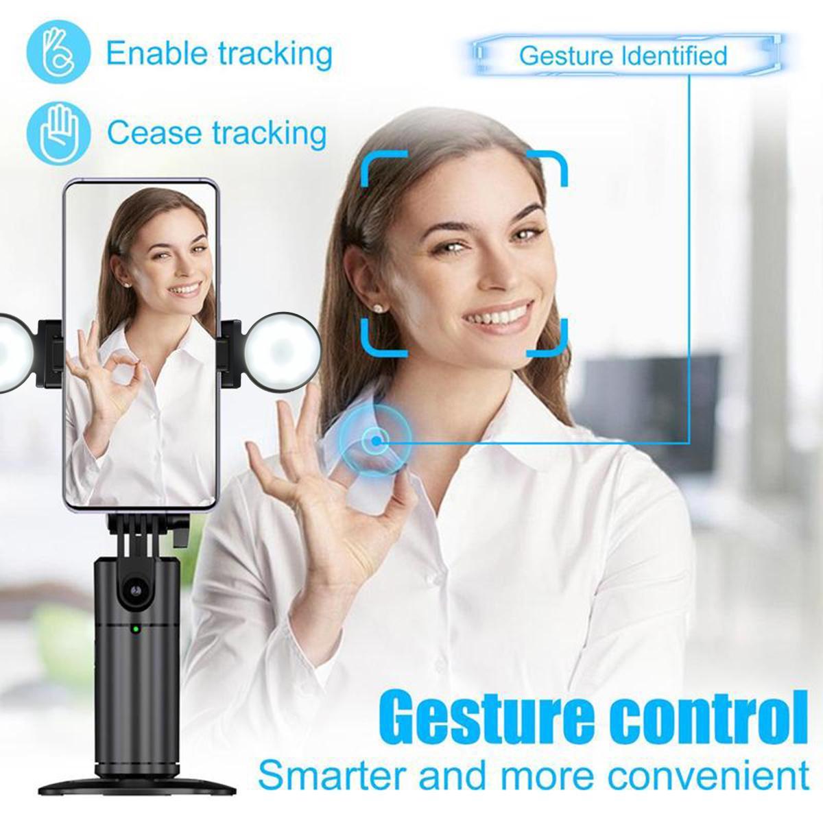 Auto Face Tracking Stabilizer, 360° Rotatable Cellphone Holder with Remote & Fill Light, Camera Gimbal Stabilizer, Smart Shooting Phone Stand for Video Vlog Live Stream, Tripod Light