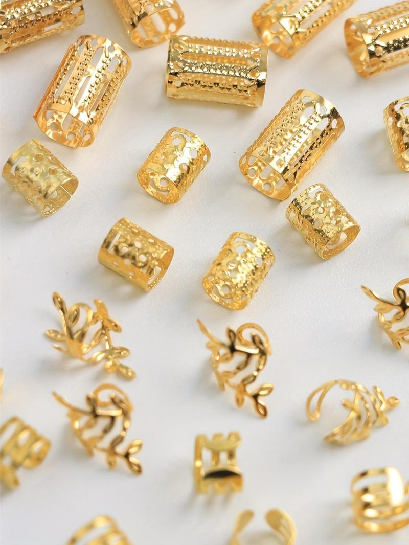 Hair Jewelry for Braids Accessories,Pirate Costume Women Accessories, Hair Beads for Braids, Gold Silver Hair Accessories, Braids Rings Cuffs Clips for Dreadlock Accessories Dreadlock Beads Metal Hair Clips Decoration