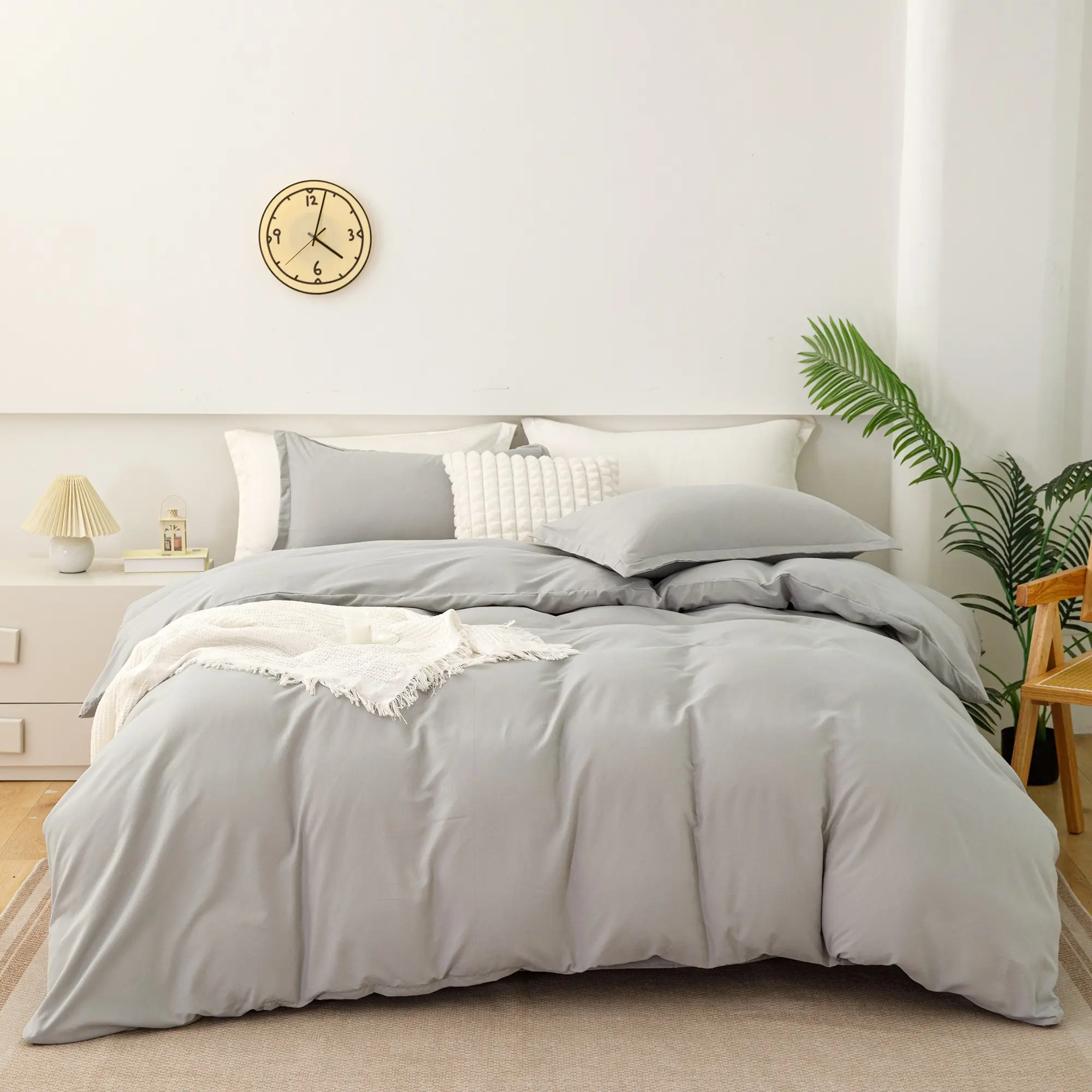 4pcs Breathable Soft Bedding Set, Includes Duvet Cover, Sheet, 2 Pillowcases, Suitable for Bedroom, Hotel, Airbnb, All Seasons