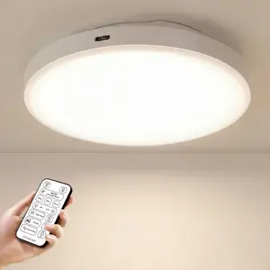1/2/3 Pack LED Ceiling Light, USB Rechargeable White with Remote, 10000mAh Large Capacity/Long Battery Life - Round Motion Sensor Ceiling Lamp, Multiple Installation Methods, for Bedroom, Office, Study, Hallway, Indoor Room Lights, Dimmable Lighting