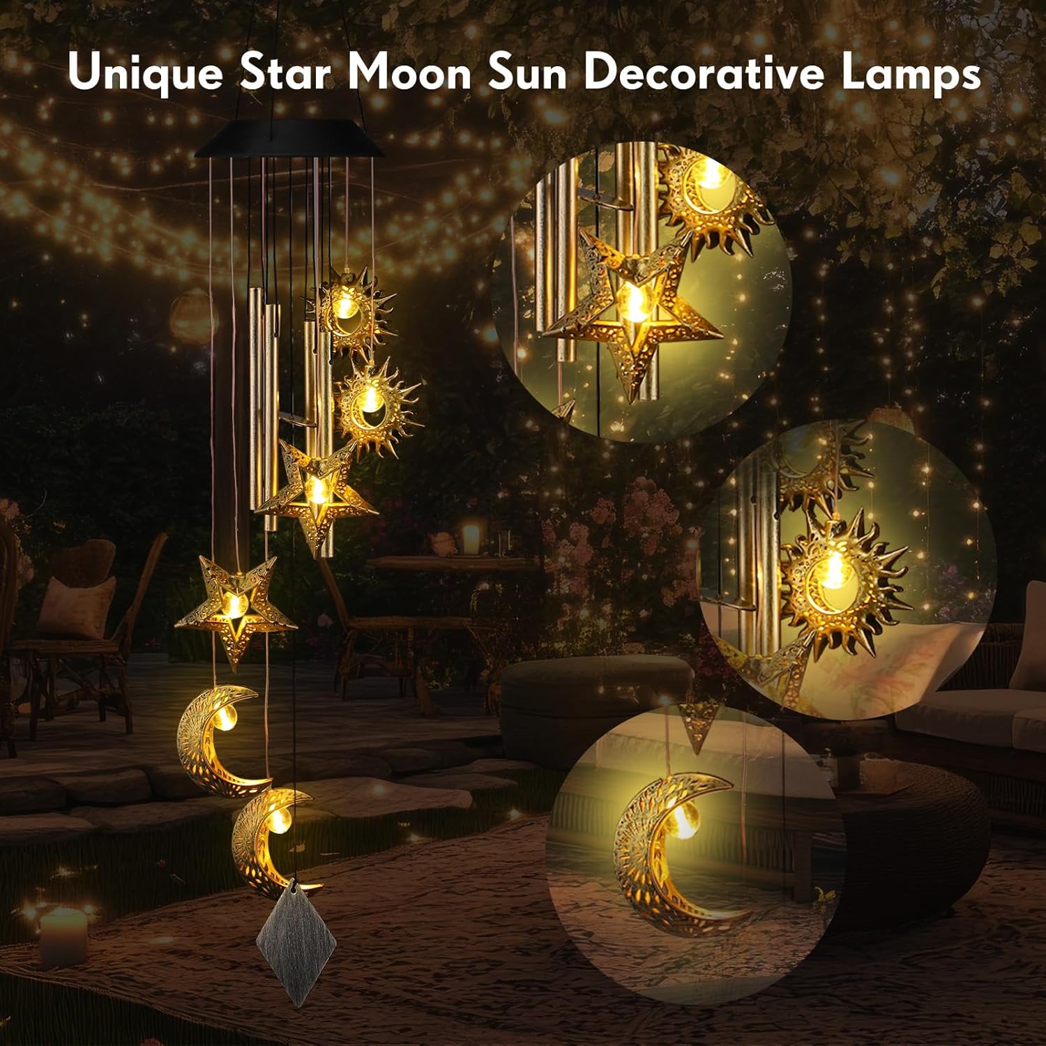 Solar Wind Chime Outdoor Camping Light, Garden Landscape Decoration, Waterproof Solar Hanging Lamp, Yard Garden Gift, Holiday Decor, Outdoor Wind Chimes, 1pc