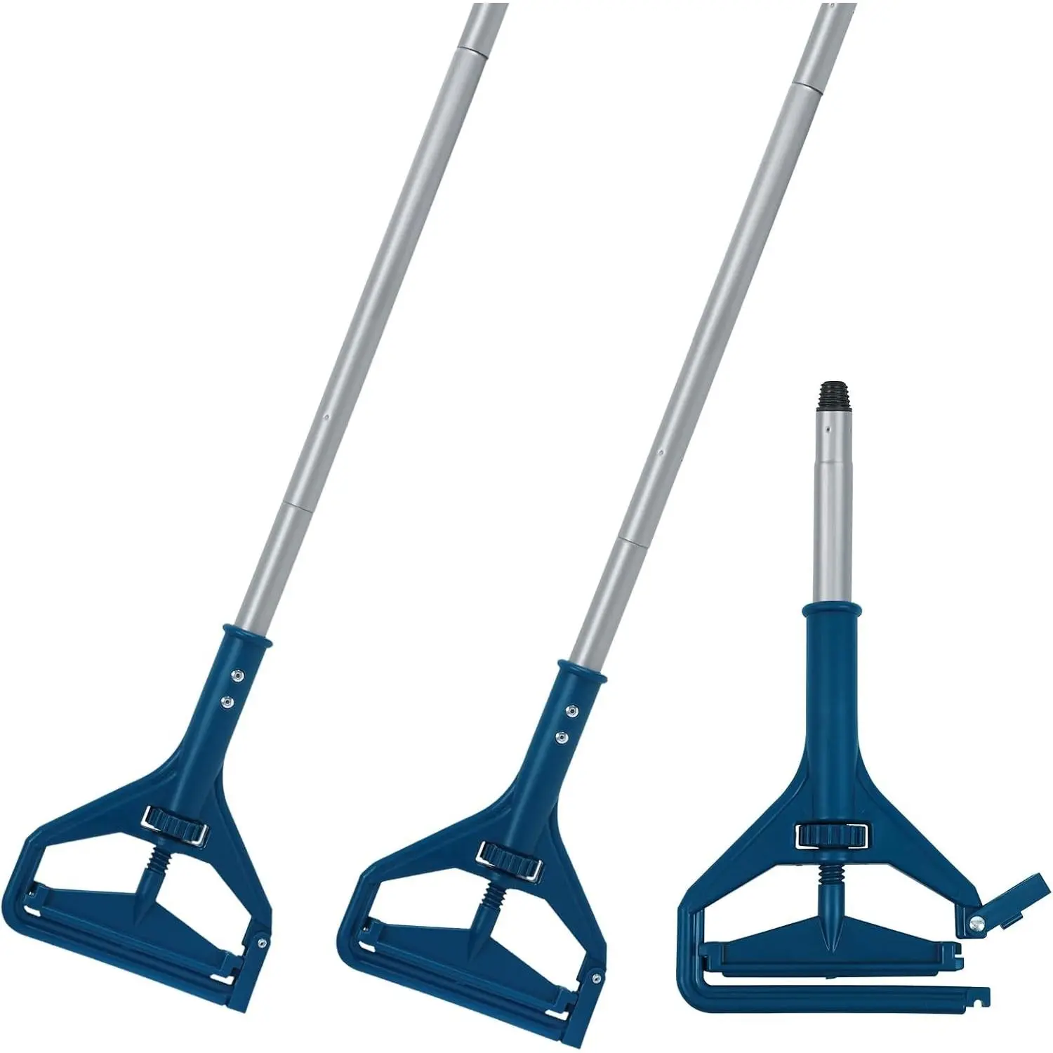 2PK Commercial Quick-Change Iron Mop Handle, Heavy Duty Mop Head Replacement Holder for Wet Mop Floor Cleaning, Janitor Supplies