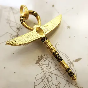 Large Sterling Silver Ankh Scarab Amulet Pendant | Vintage Egyptian Lucky Charm | Unisex Jewelry Gift for Her or Him
