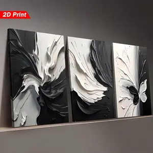3 pieces of 2D flat print framed canvas paintings and posters, ready to hang, butterfly animal theme abstract print - black and white art style, includes frame, home decoration, wall art, room decoration, ideal gift, living room, bedroom, dining room, off
