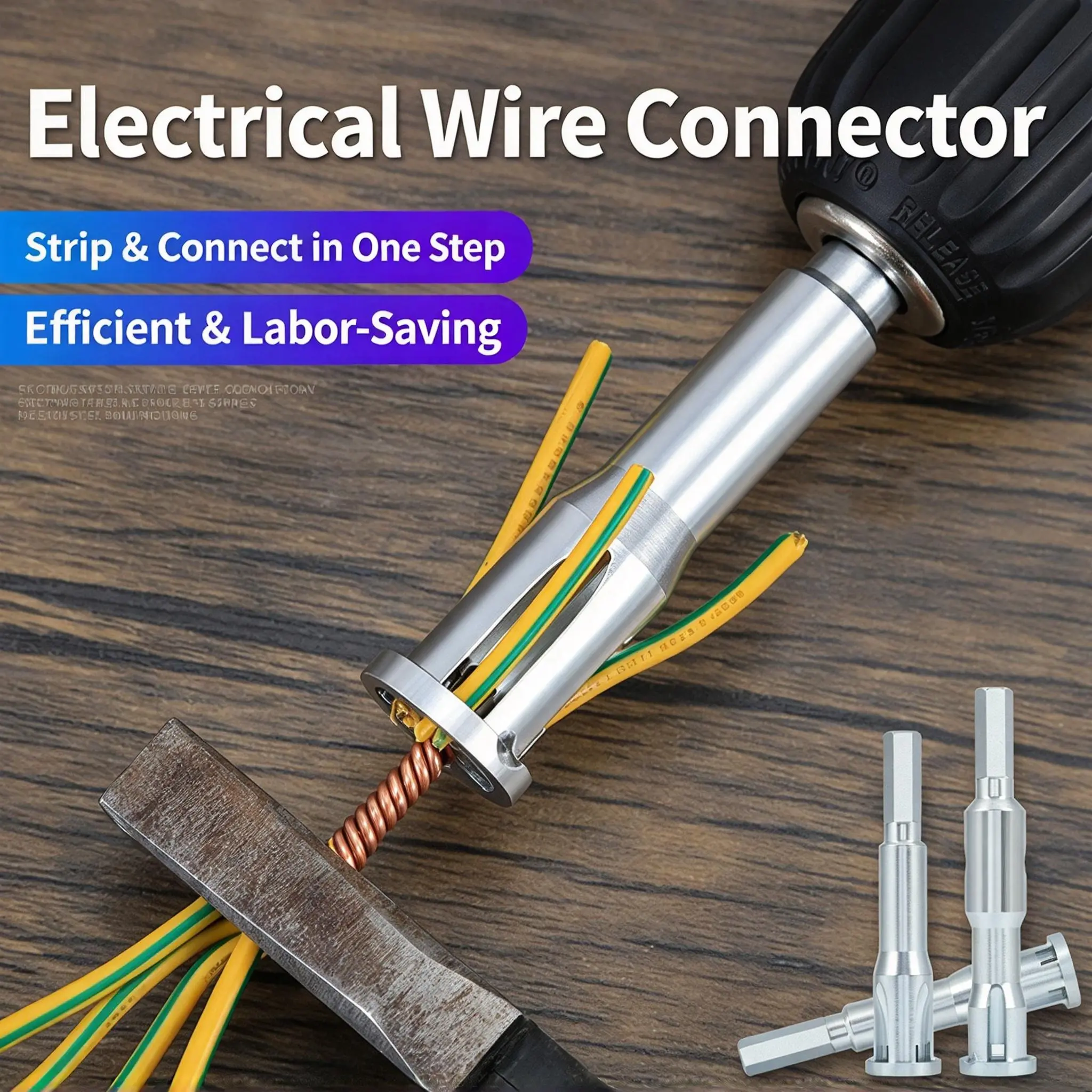 Electrician Wire Twisting Connector, Automatic Wire Stripping Tool for Electric Drill, Quickly Twist 2-5 Wires for Hard Copper Wire Wiring Project