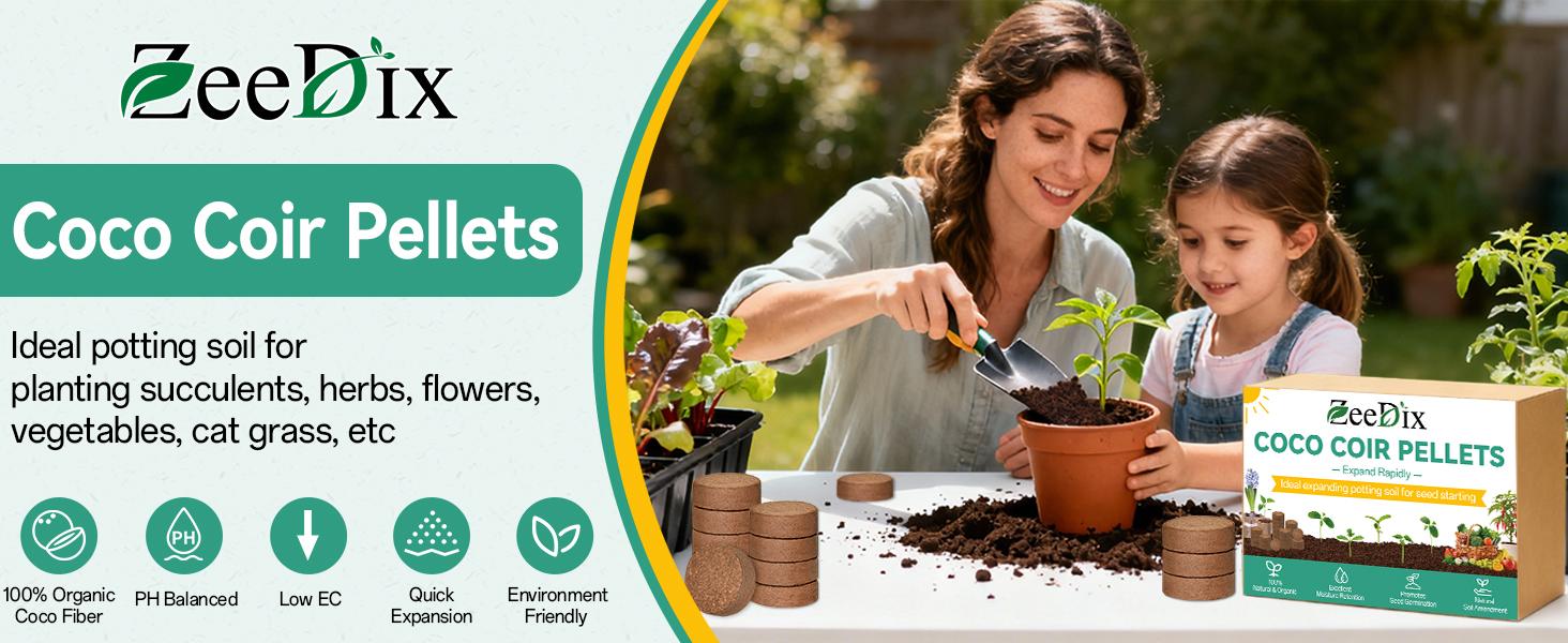 50 Pcs 30mm Organic Coco Coir Pellets for Seed Starter, Compressed Coir Potting Soil for Planting, Soil for Indoor Plants Herbs Flowers Vegetables