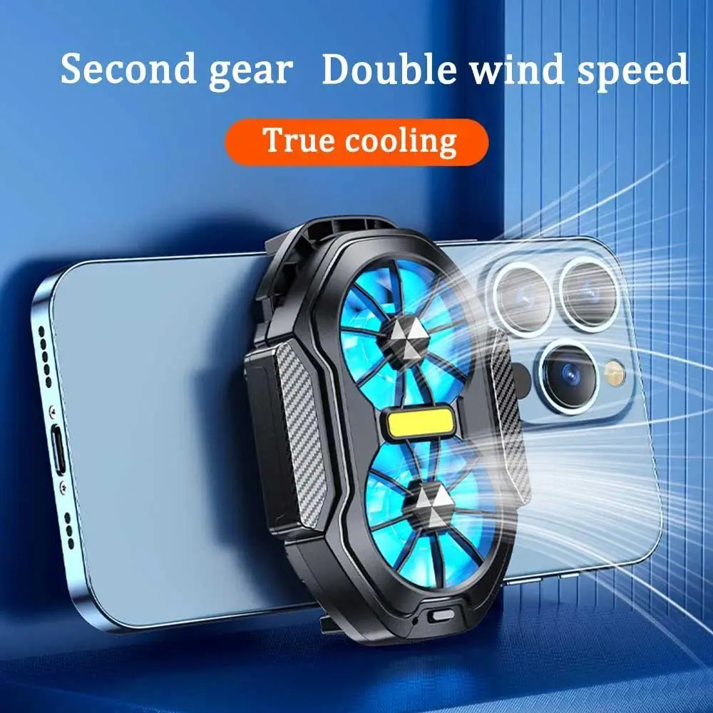 2026 New FS01 Mobile Phone Cooler - 600mAh Dual Fan Rechargeable Radiator, Magnetic Cable, Colorful Wireless Mute Game Cooling Back Clip, Universal for Smartphones (FS01 Black 600mA Model)