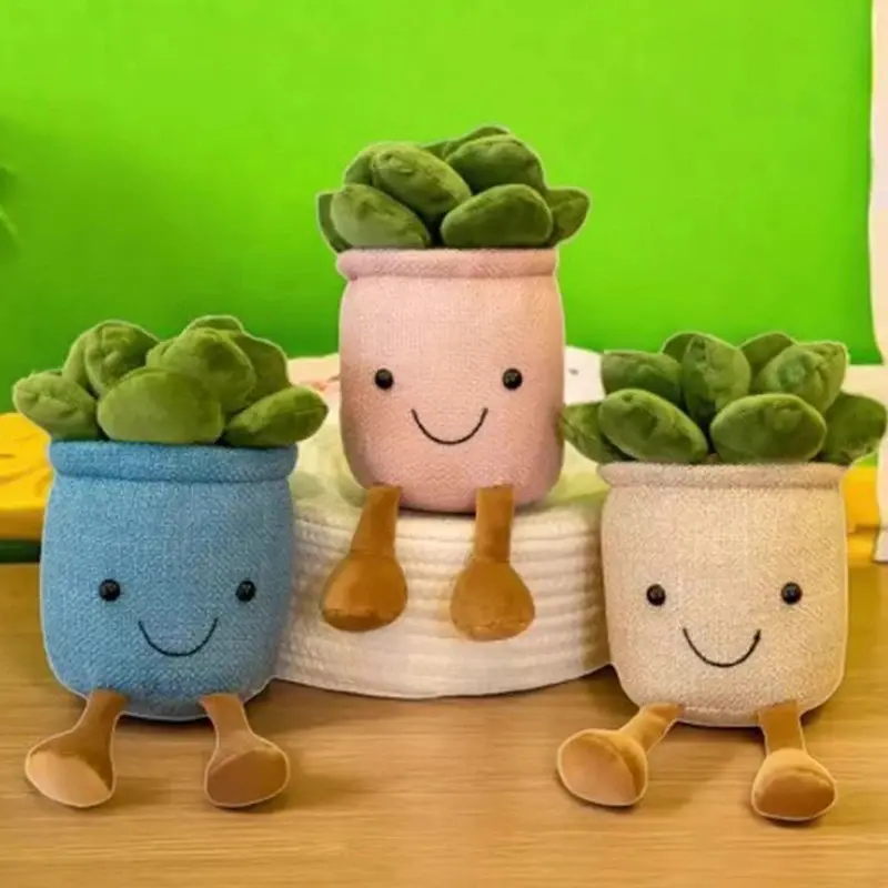 Tulip Succulent Potted Cotton Stuffed Toy - Manual Craft, 35cm, 1-3mm Differences, Soft Home Decor Doll, Kids Birthday Gift