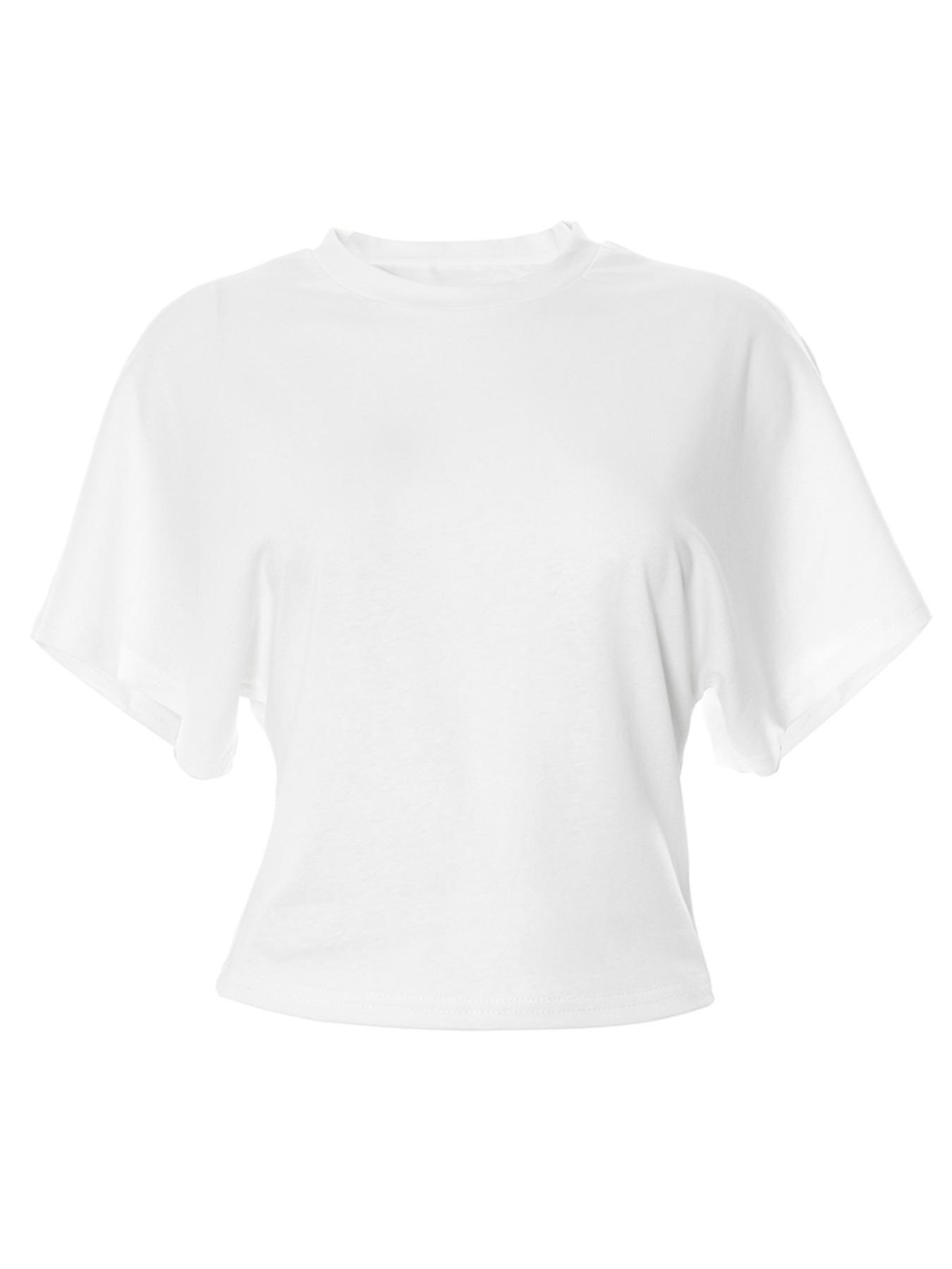 Women's Basic Solid-Color Round Neck Tee, Casual Loose Half-Sleeve T-shirt for Summer, Women's Top for Daily Wear