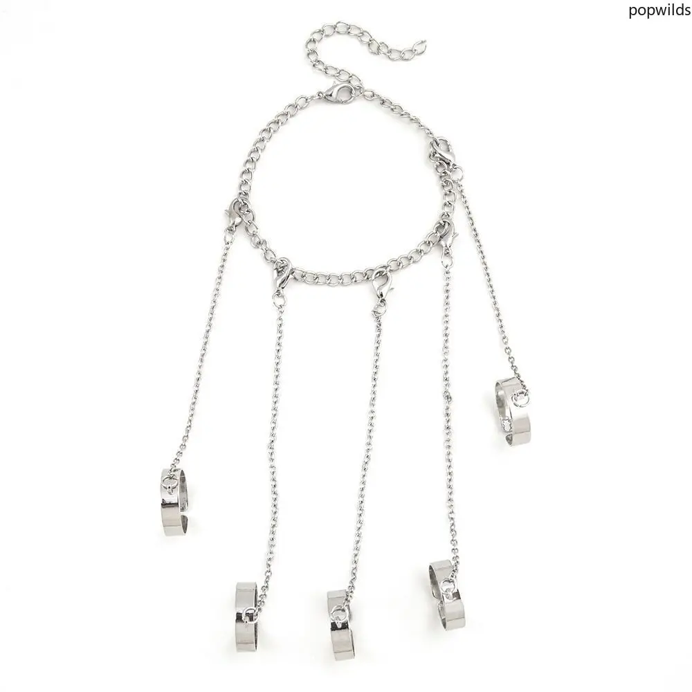 Integrated Metal Chain Bracelet Ring 2-in-1 Unisex Finger Wrist Jewelry Retro Punk Hip Hop Style Unique Connected Ornaments Cool Personality Daily Party Accessories Fashion Gift For Men Women