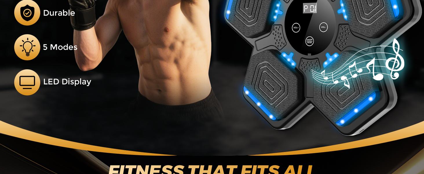 2026 Music Boxing Machine for Adults and Kids, Smart Bluetooth Boxing Training Equipment with Gloves Wall Mounted, Workout Punching Machine for Home,Office and Gym