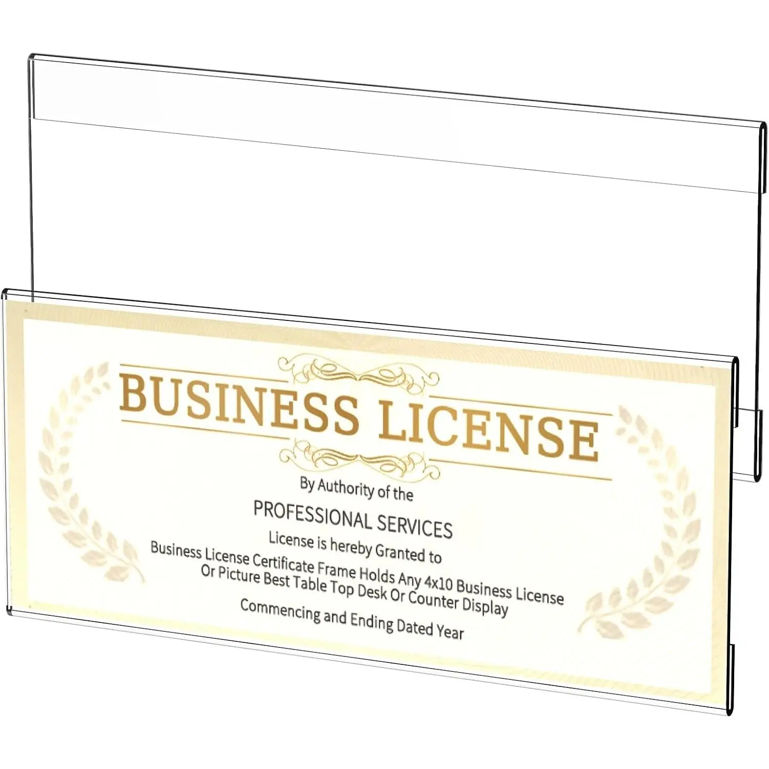 Business License Frame, 2pcs Acrylic Display Clear Certificate Holder for 4x9 Business License Certificate Desk/Table Top Display, 4x10 Inch