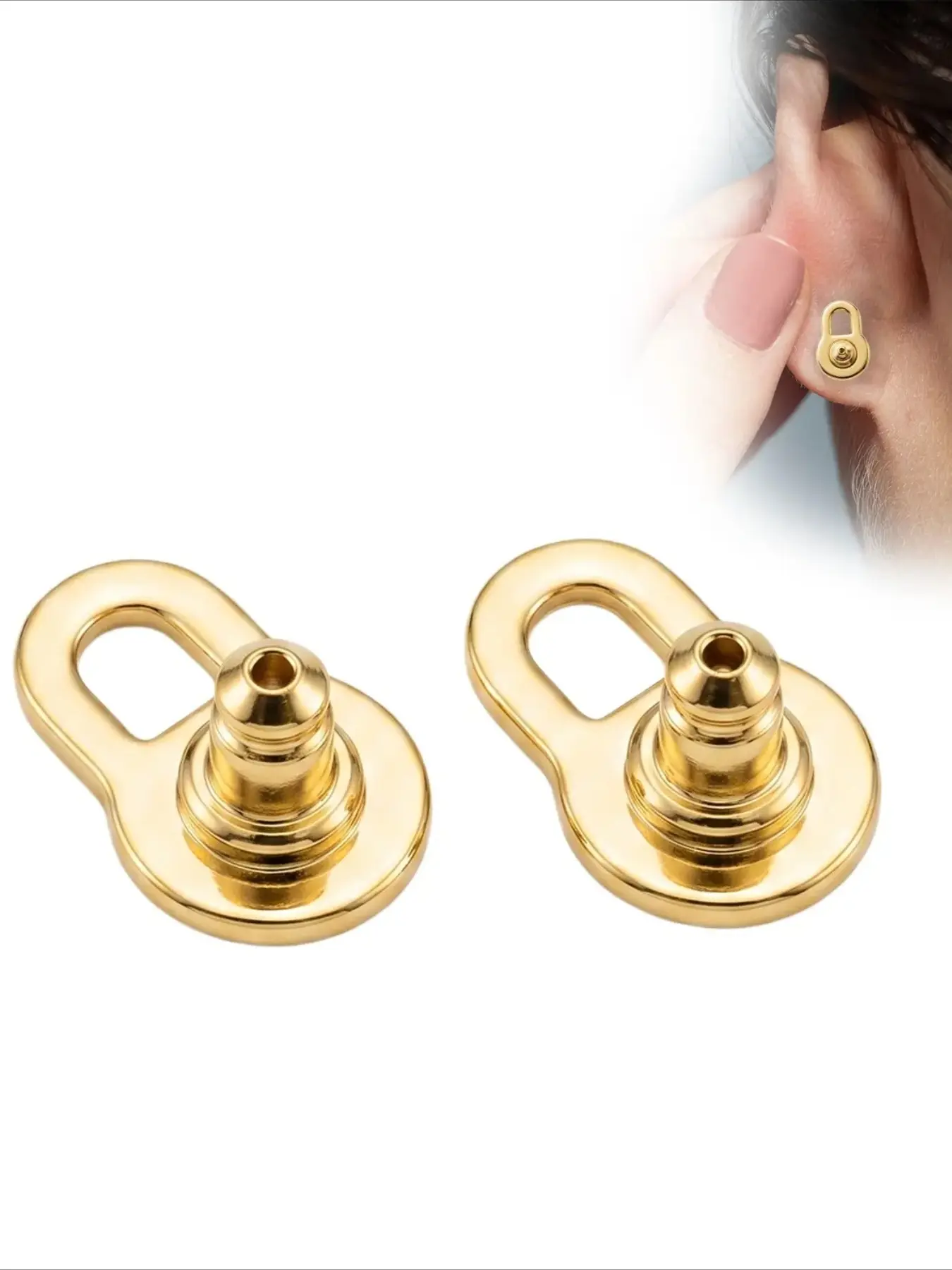 1 pair Earring Lifters for Heavy Earrings, Gold-Tone Earring Support Backs for Women, Stud Earring Backs for Droopy Earlobes, Secure Comfortable Earring Backings Replacements