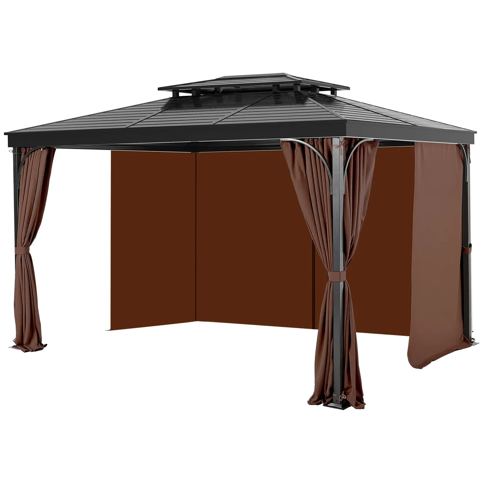 VEVOR Gazebo Curtains Outdoor, Fit Most 10' x 10'x 6.9' Gazebos, 4-Panel Sidewall Gazebo Privacy Curtains with Zippers, Outdoor Curtain Replacement for Patio Canopy, Only Curtain, Coffee