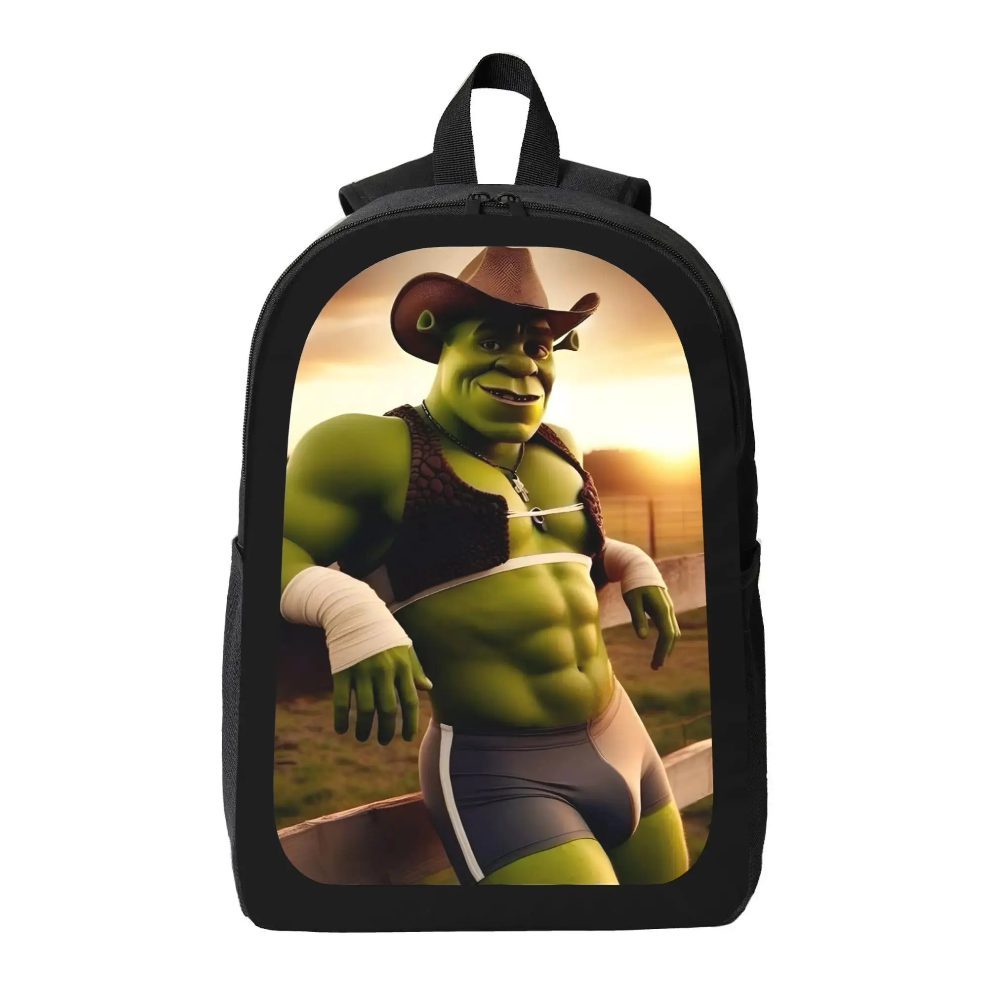 Shrek Anime Backpack for Women - Cute Water-Resistant Oxford Cloth Bag, Athletic Luggage with Adjustable Straps, Fits 15" Laptop for School, Zoo, Holiday Use, Family, Party, Chic, Preppy