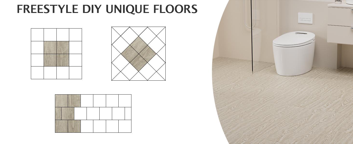 Peel and Stick Tile, 20 Pcs 12" x 12" Waterproof Wood Grain Luxury Vinyl Plank Flooring, Easy DIY Self Vinyl for,, Living Room, Light Brown