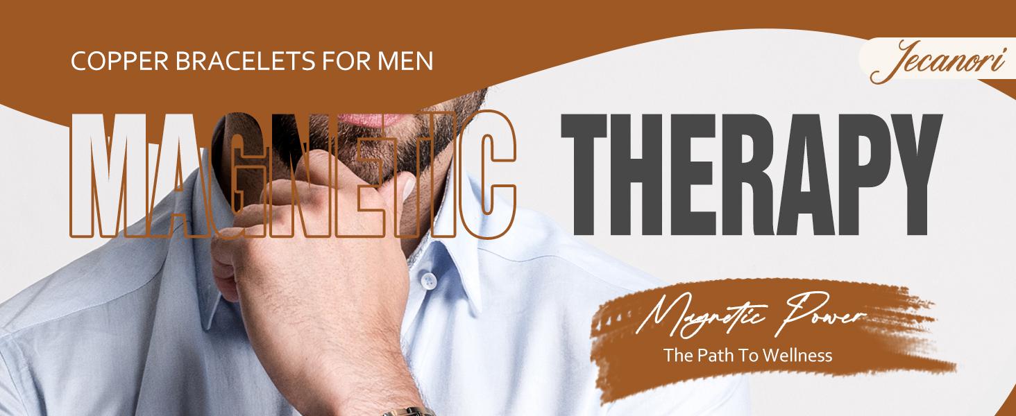 Jecanori Copper Magnetic Bracelet for Men, 3X Strength Pure Copper Bracelet for Men,Ideal Gift Durable Wearable SpringStatements