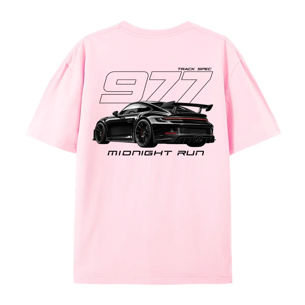 Men's Aesthetic Midnight Run Racing Graphic Tee - 100% Cotton Shortsleeve Menswear Fabric, Vintage Sports Car Casual Streetwear Top, Cargo, Oversized