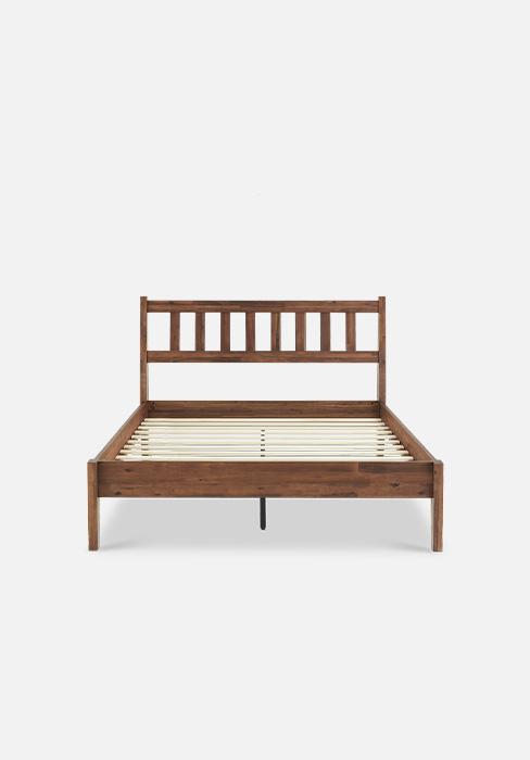 mopio Ted Bed Frame with Headboard, Mid Century Modern Acacia Solid Wood Platform Bed Frame, Wooden Slats, No Box Spring, Double Metal Bar Support (Solid Wood Slatted, King (U.S. Standard))
