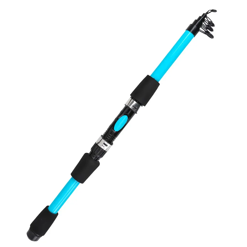 Blue Telescopic Lure Rod, Compact and Trendy, Portable Short Section, 5-Section Telescopic Ceramic Guide Rings, Lightweight Fishing Rod