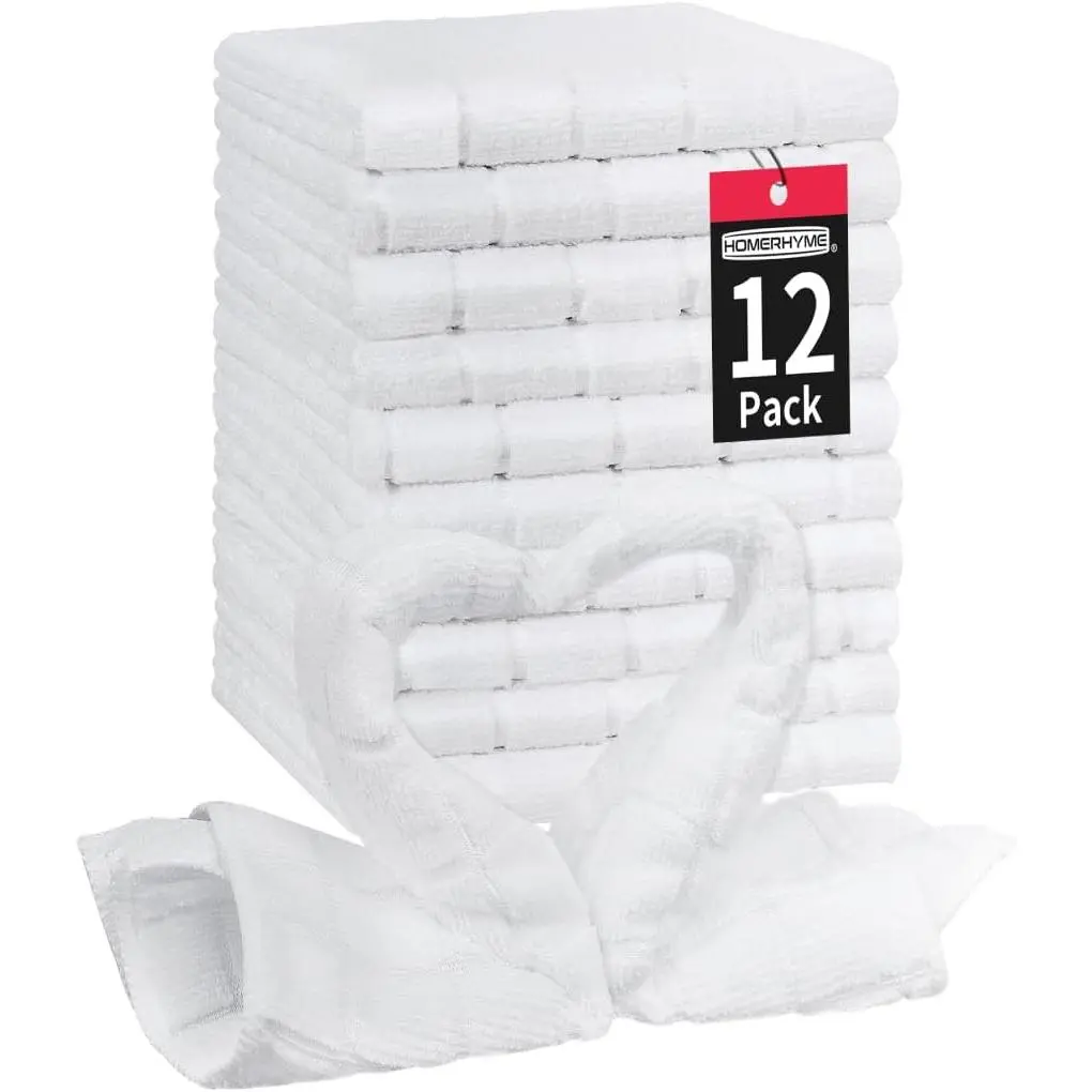 12 Pack White Microfiber Fingertip Face Washcloths Soft Lint Free Quick Dry Absorbent Reusable Bulk Wash Cloths for Bathroom Salon Spa Gym