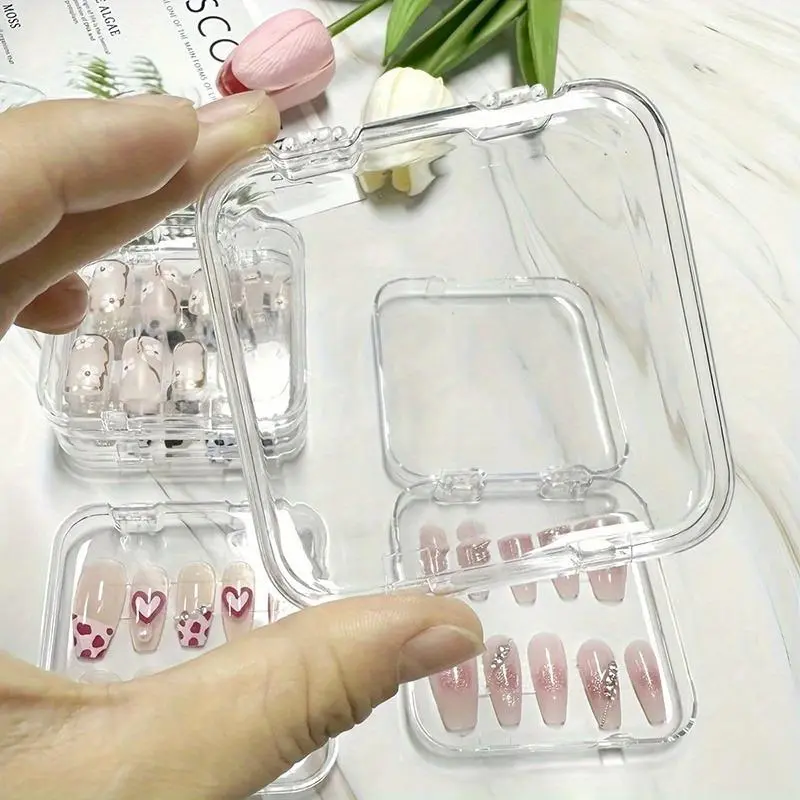 Clear Nail Boxes: Transparent Nail Storage, Small Nail Wearing Boxes, Tool & Accessories for Nail Care