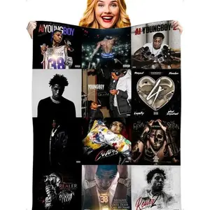 YoungBoy Rapper Merch Flannel Blanket Unisex AI YoungBoy Album Cover Collage Throw Super Soft Cozy Lightweight Fleece Blanket for Couch Bed Napping Gift for YoungBoy Never Broke Again Fans Birthday Suitable as a gift sizes 60*80,30*40 ,40*50 50*60