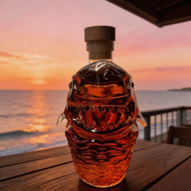 Shark Whiskey Bottle - Creative Whiskey Bottle - - Compact portable whiskey set, suitable for family gatherings and outdoor parties - Art sculpture, exquisite glass bottle decoration, romantic Christmas gift for couples, men's gi