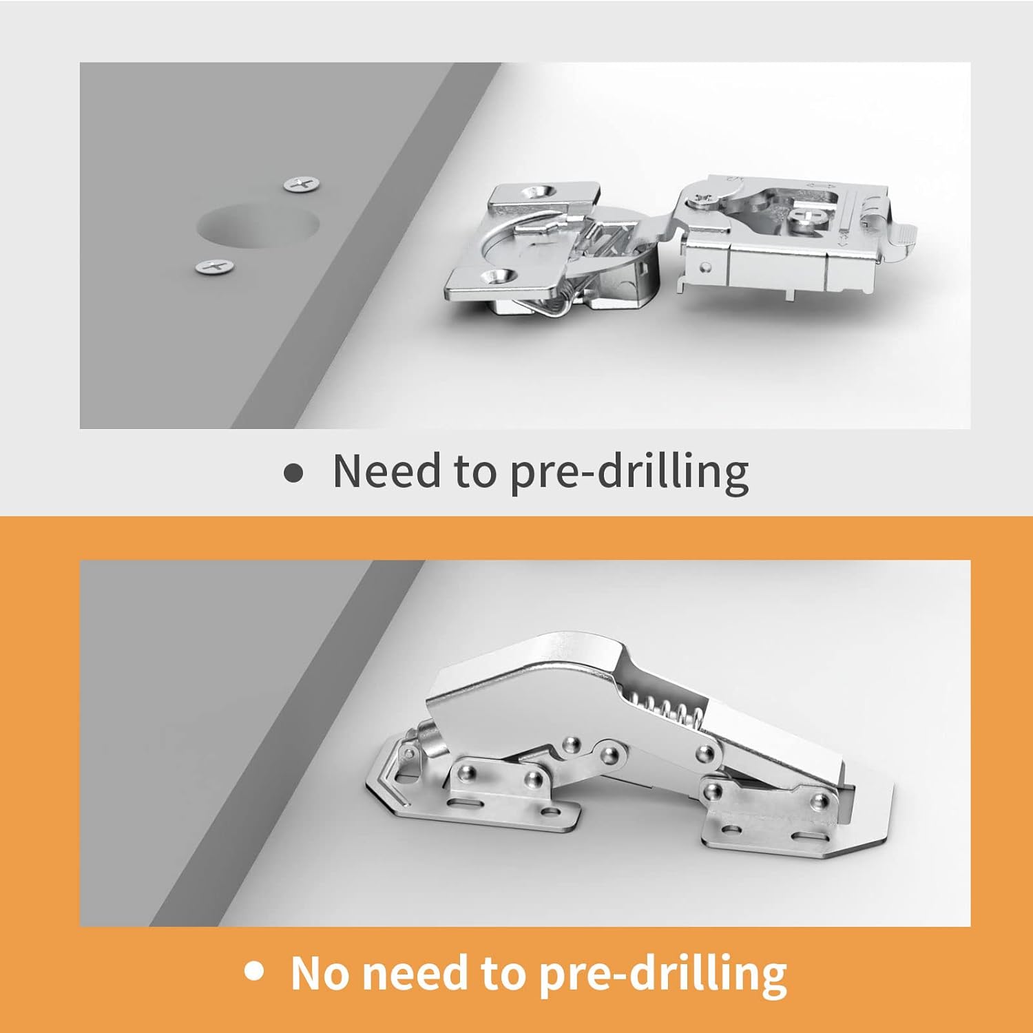 4 Pack 90  Soft Close Surface Mount Spring Hinges, Easy Installation No Pre-drilled, Noiseless Frameless  Concealed Kitchen Cabinet Hinge for Cupboard Folded Replacement Hardware