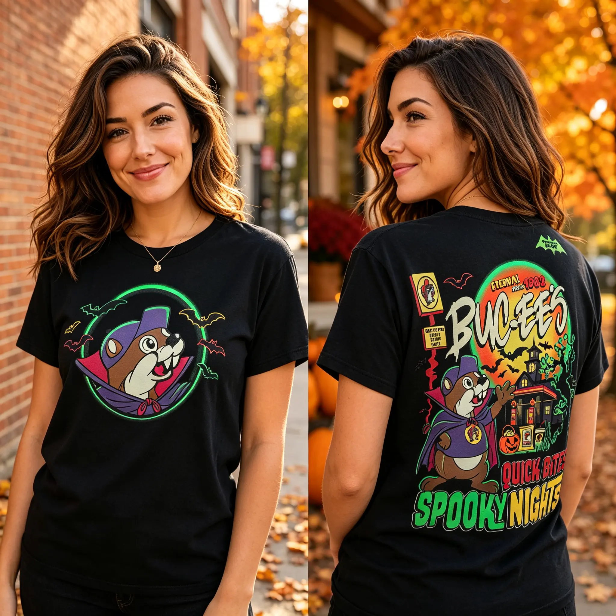 2026 New Halloween "Fast Food and Horror Night" Soft Breathable Top, comes with a holiday horror-themed shirt.A gift for her, a holiday present.