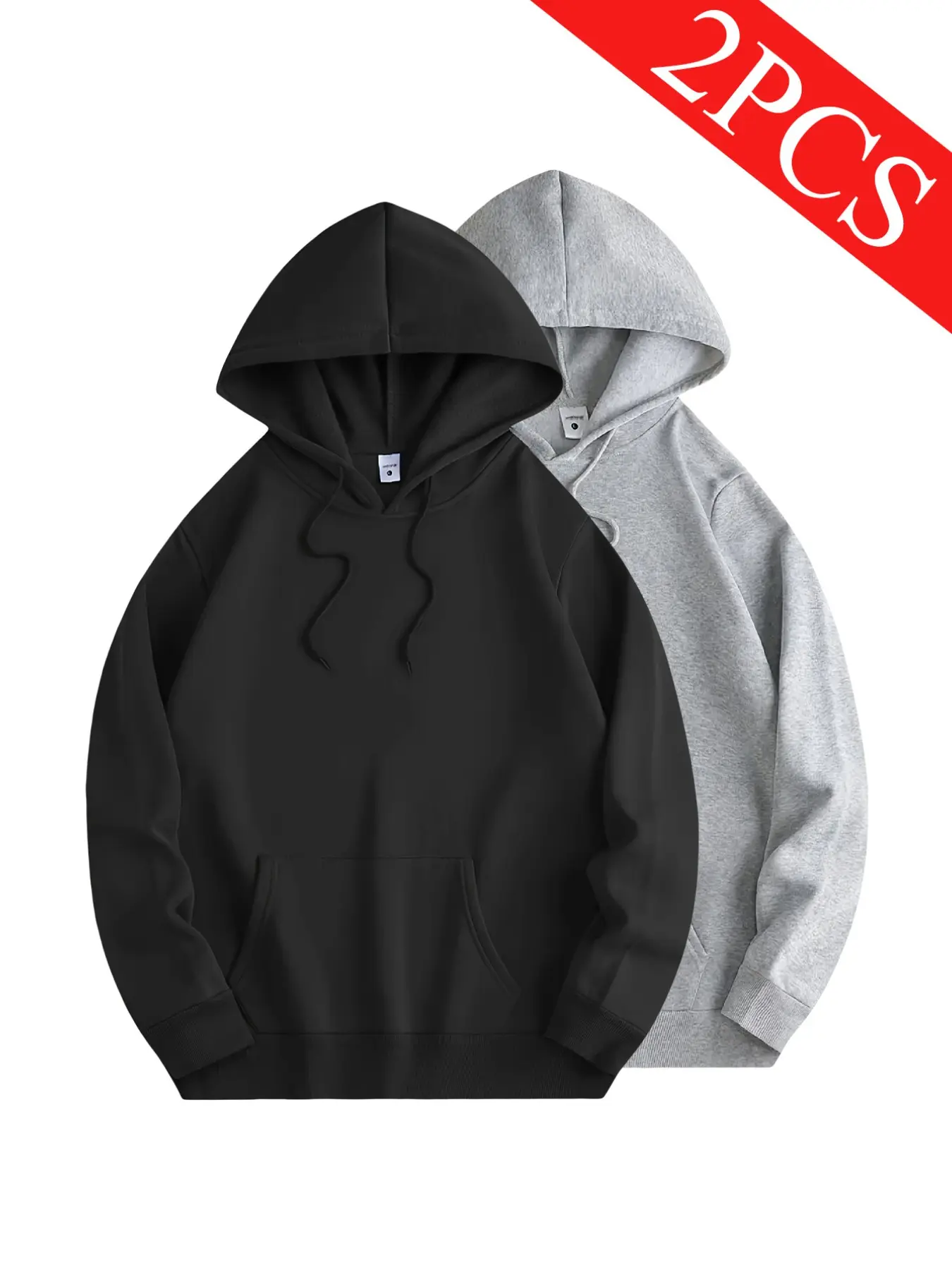 2pcs Unisex Couple Casual Sweatshirts, Drawstring Hooded, Kangaroo Pocket, Soft Fabric, Fall & Winter, Perfect Gift, Street Style, Gift Hoodie