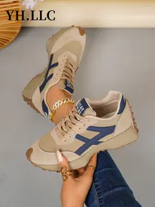 Women's Casual Sport Shoes, Spring Autumn Elegant Fashion, Round Toe Low Top, Lace-Up Thick Sole, All-Season Outdoor Sneakers