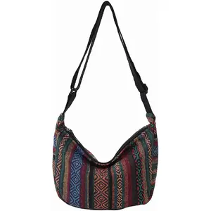 hippie cloth purses for women, cute Small hobo boho purses crescent crossbody bags, vintage aesthetic bagsGift.