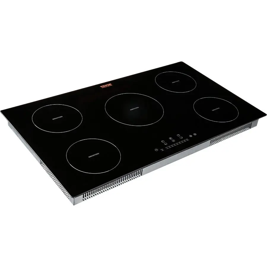 VEVOR 36-in Built-in Electric Induction Cooktop, 5-Burners 9200W Power Stove Top with 9 Heating Levels, LED Display, Temperature Control, Touch Screen, Child Lock & Over-Temperature Protection